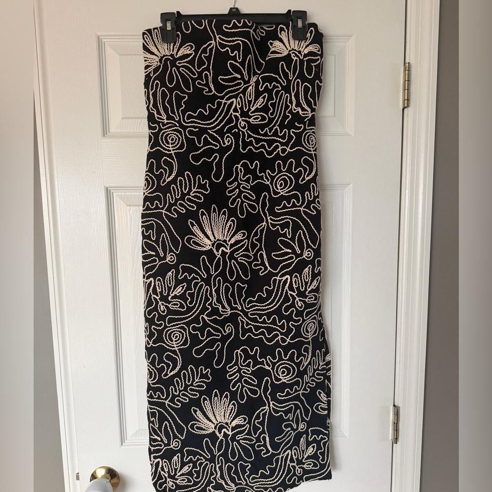 LOFT Women’s Black Dress w White Embroidery, Sz 2, NWT, Beach, Vacation - Picture 3 of 9